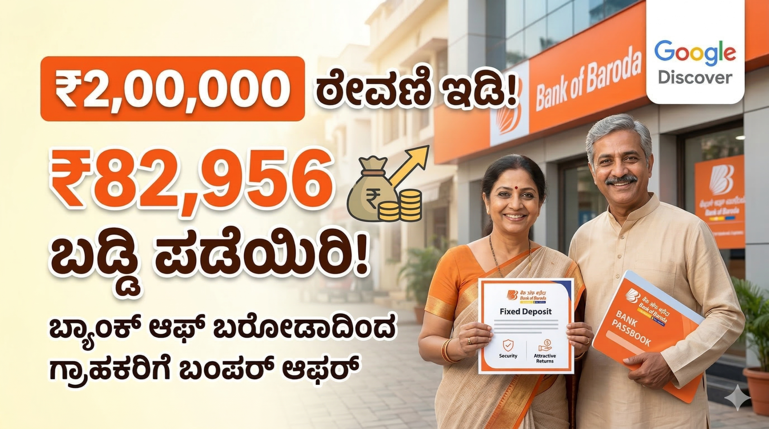 Fixed Deposit: ₹2 ಲಕ್ಷ ಠೇವಣಿ ಇಡಿ, ₹82,956 ಬಡ್ಡಿ ಪಡೆಯಿರಿ! ಬ್ಯಾಂಕ್ ಆಫ್ ಬರೋಡಾದ ಬಂಪರ್ ಸ್ಕೀಮ್.