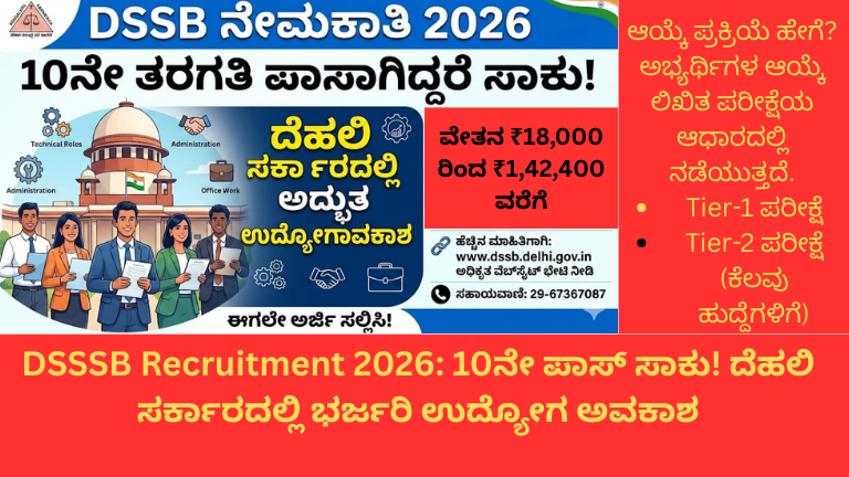 DSSSB Recruitment 2026: 10ನೇ ಪಾಸ್ ಸಾಕು! ದೆಹಲಿ ಸರ್ಕಾರದಲ್ಲಿ ಭರ್ಜರಿ ಉದ್ಯೋಗ ಅವಕಾಶ