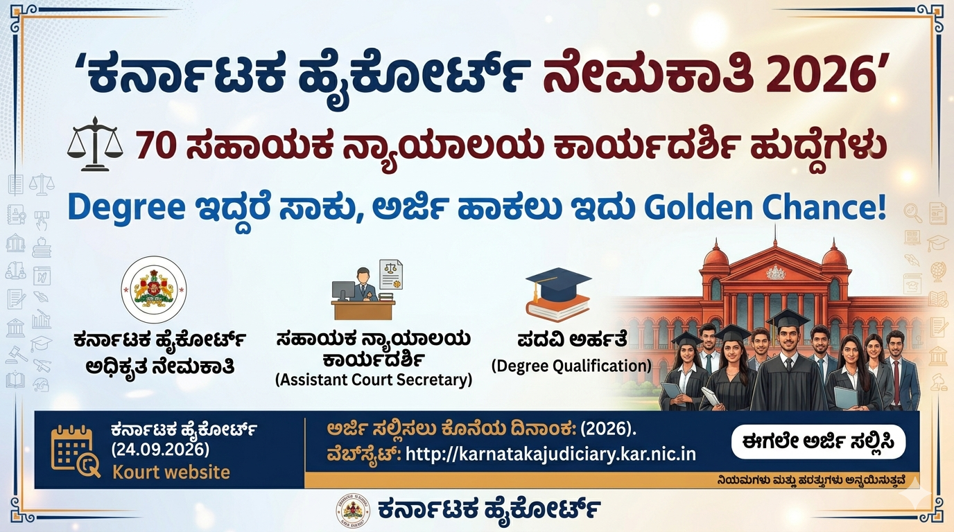 ಕರ್ನಾಟಕ ಹೈಕೋರ್ಟ್ ನೇಮಕಾತಿ 2026