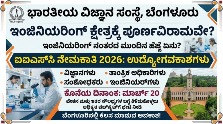 IISc Recruitment 2026: Engineering Complete ಆಗಿದ್ಯಾ? Bengaluru IISc ನಲ್ಲಿ Job – March 20 Last Date!