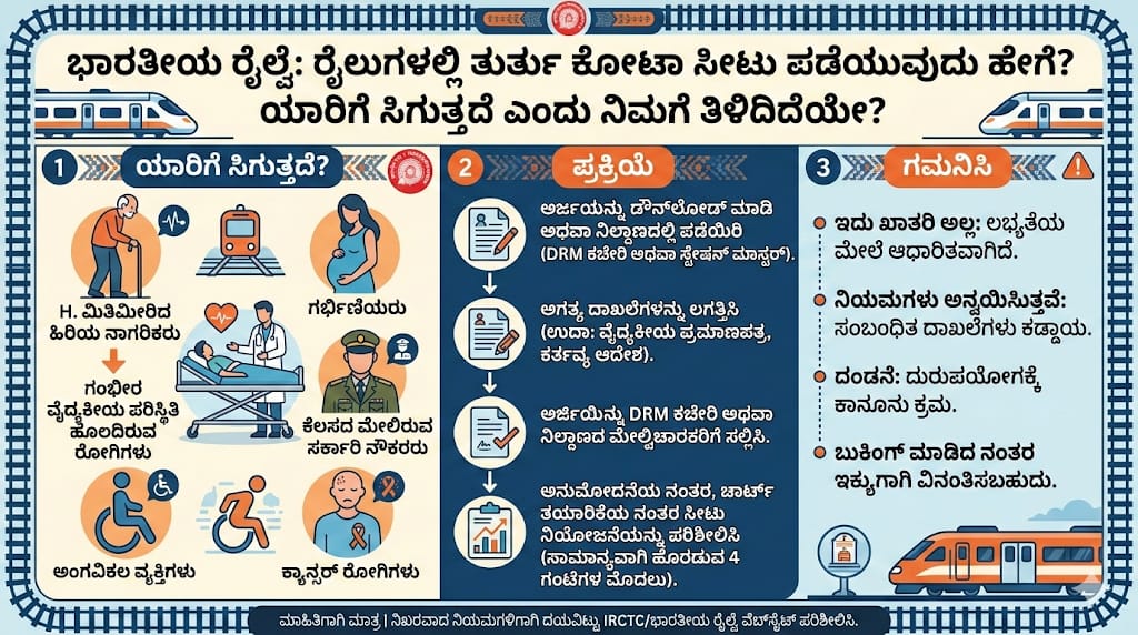 Indian Railway: ರೈಲುಗಳಲ್ಲಿ Emergency Quota ಸೀಟು ಪಡೆಯುವುದು ಹೇಗೆ? ಯಾರಿಗೆ ಸಿಗುತ್ತದೆ ಗೊತ್ತಾ?
