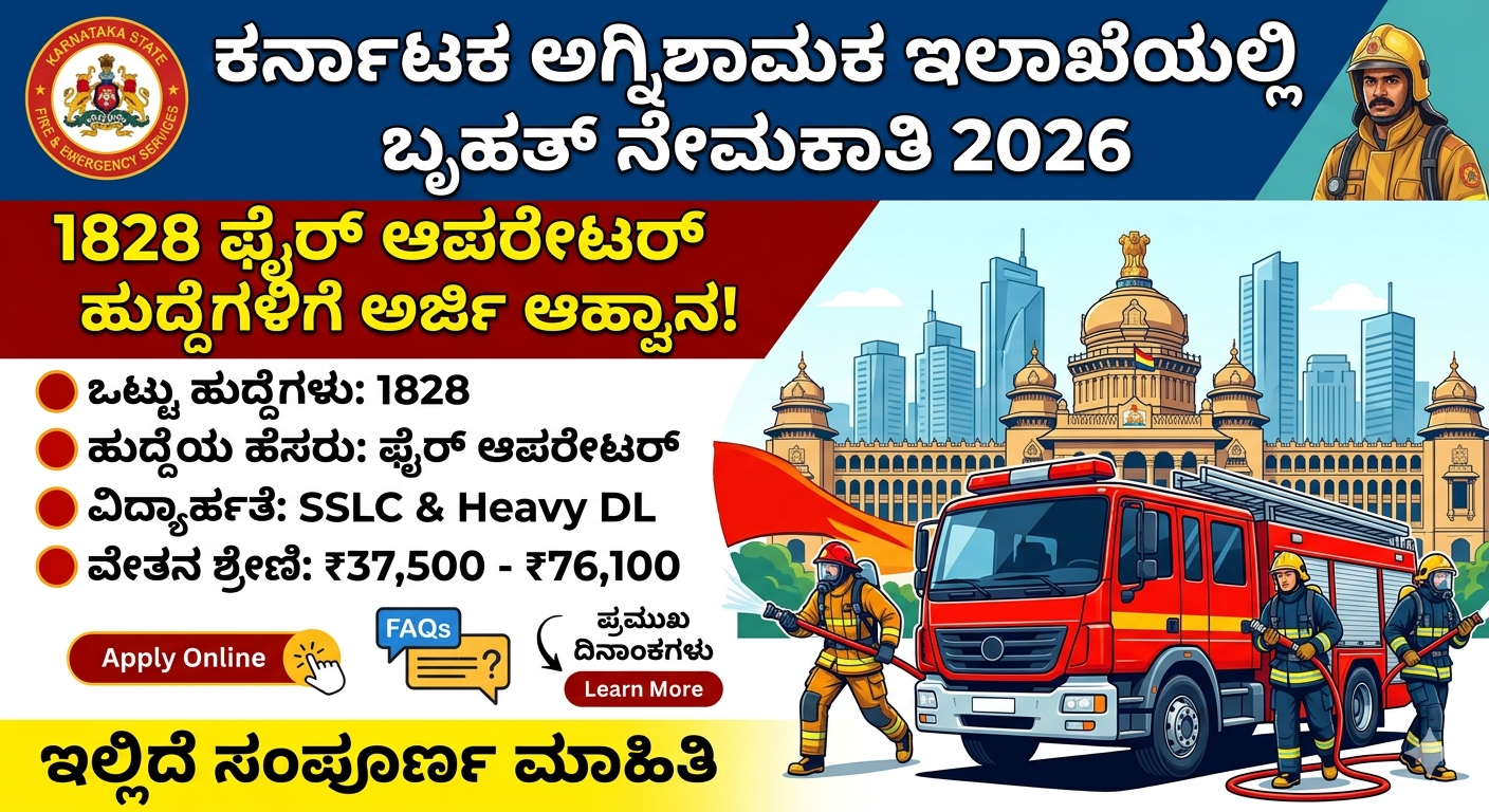 ಕರ್ನಾಟಕ ಅಗ್ನಿಶಾಮಕ ಇಲಾಖೆ ನೇಮಕಾತಿ 2026